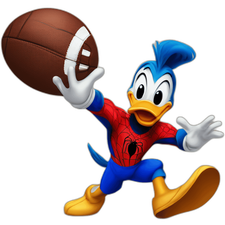 donald duck playing football against spiderman emoji