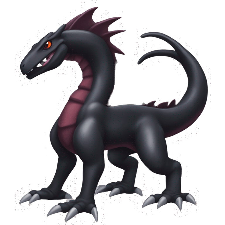 cool edgy black and maroon Dark-type nargacuga Salazzle Nargacuga Salandite Pokémon full body emoji