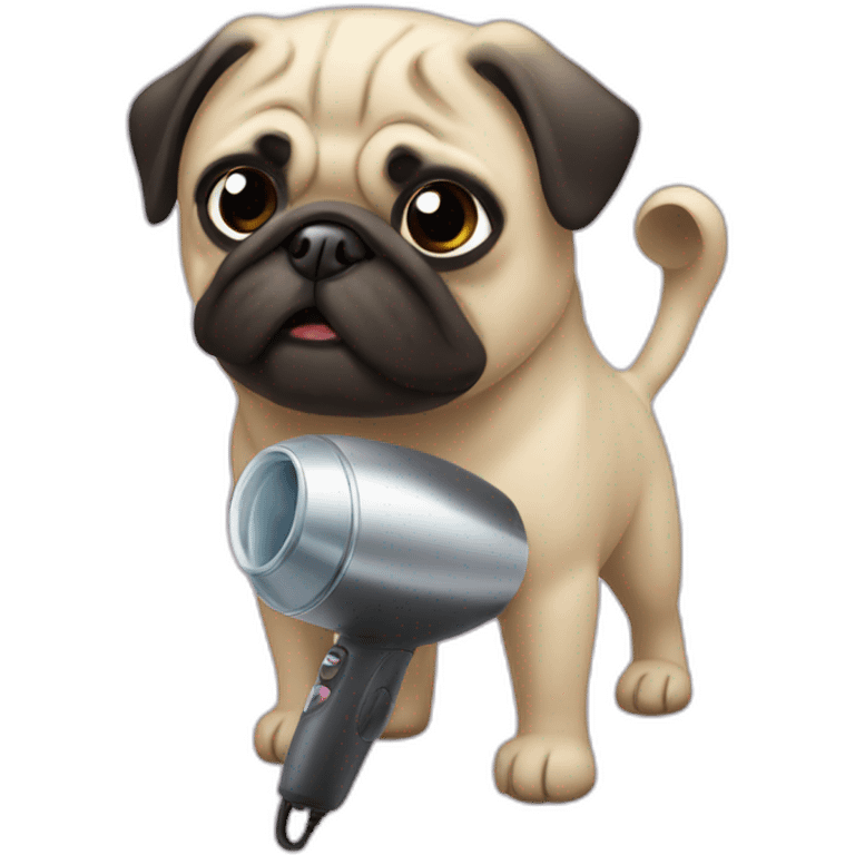 pug hair dryer emoji