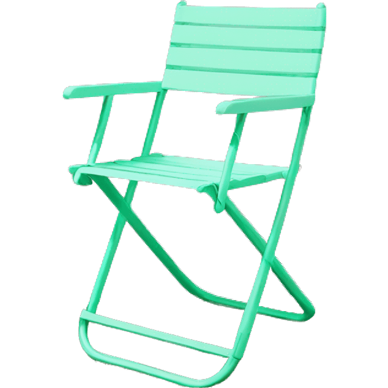 Realistic pastel mint green and hot pink folding outdoor chair. emoji