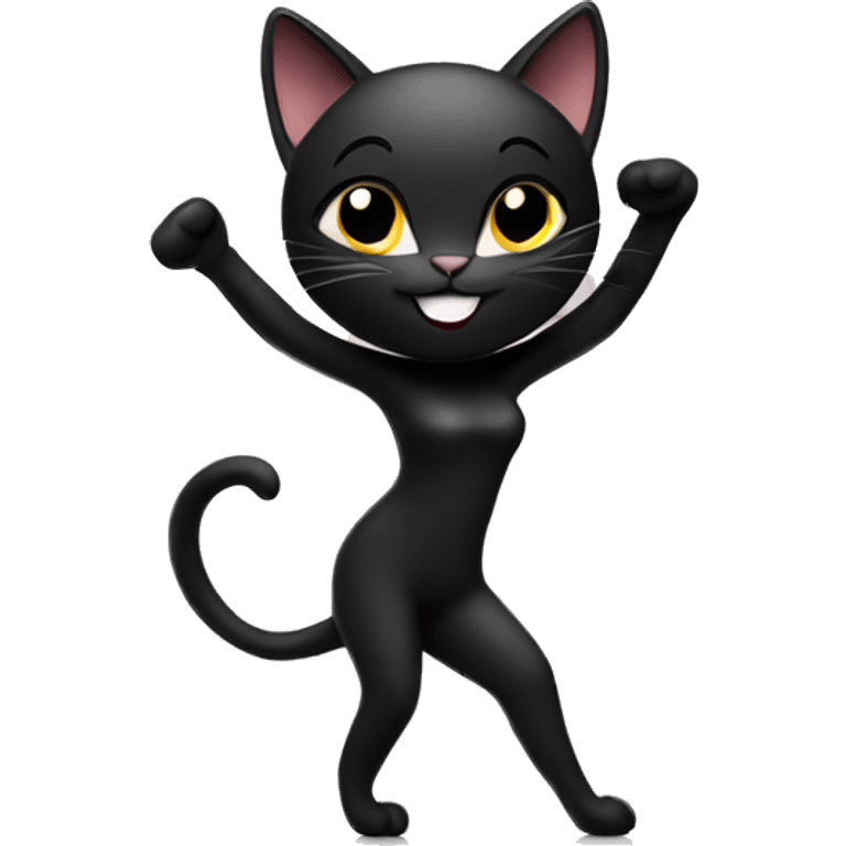 Black Cat dancing black  high heels  emoji