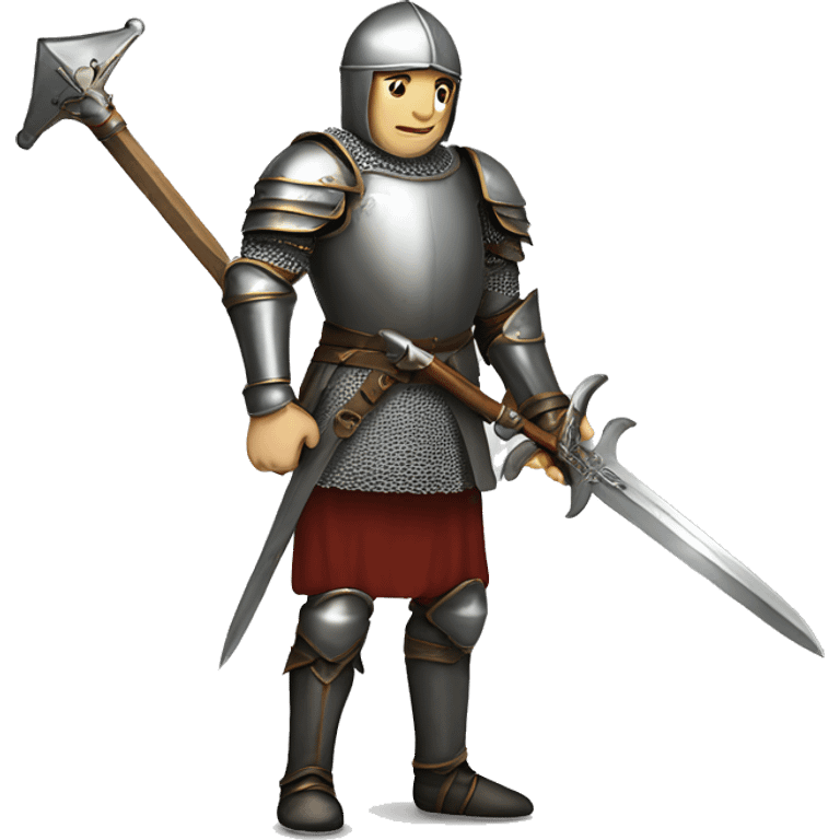 Guy wearing armour from medieval  holding a big sword emoji