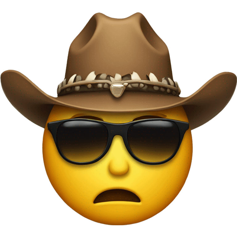 crying face with cowboy hat and sunglasses emoji