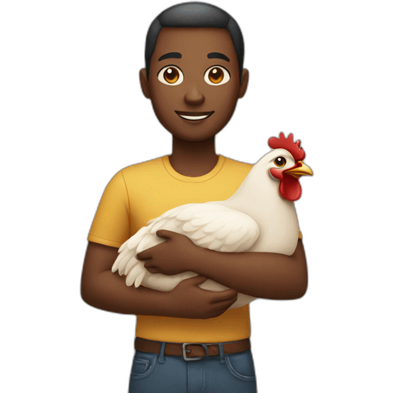 African american holding chicken emoji