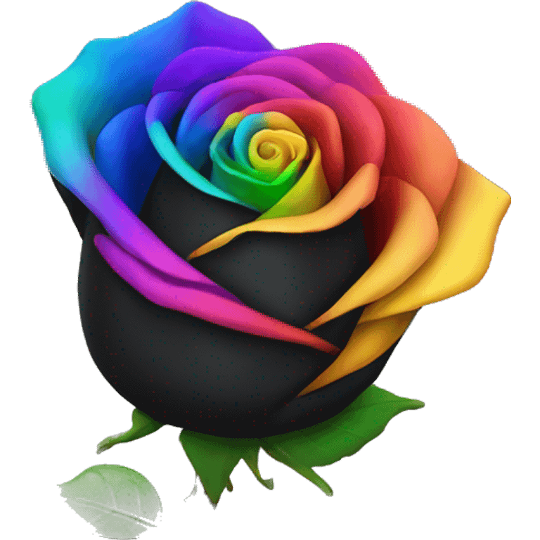 Black rose with rainbow tips emoji