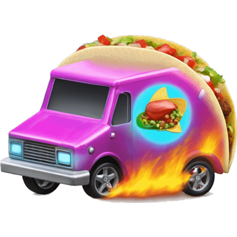 Freaky Hott’s Fiery hot holographic hot wheel food taco hot salsa truck emoji