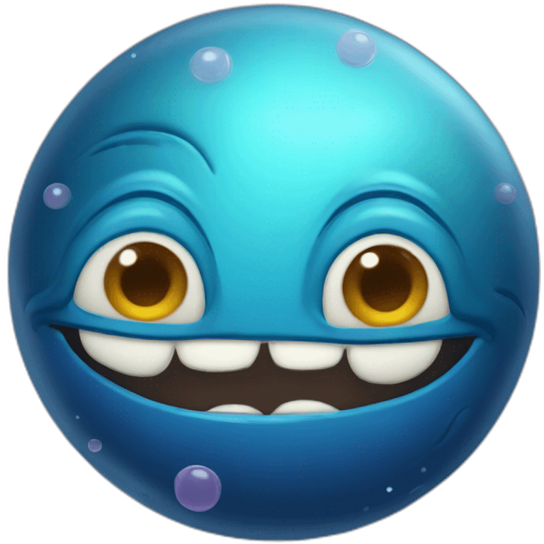 planet Neptune with a cartoon sleepy snail face emoji