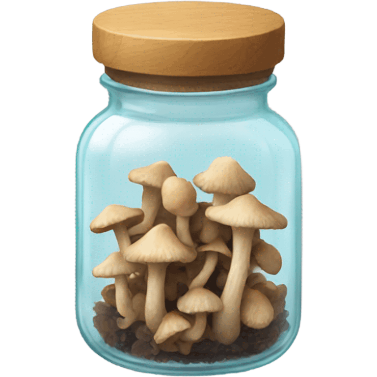 Tiny dried mushrooms in a jar emoji