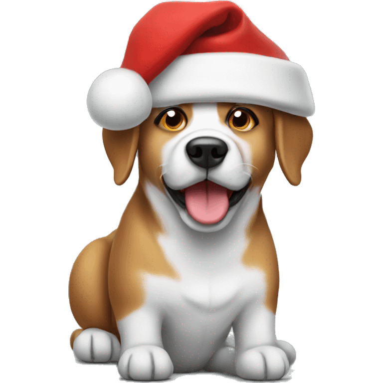 Dog wearing Santa hat emoji