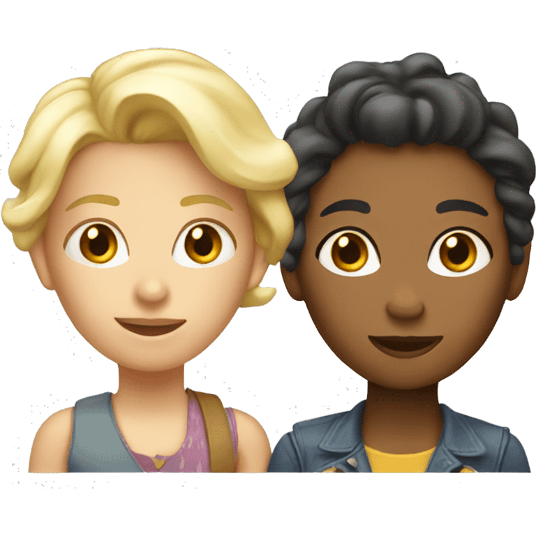 two lesbians: one is older, femme and blond. Another is younger  emoji