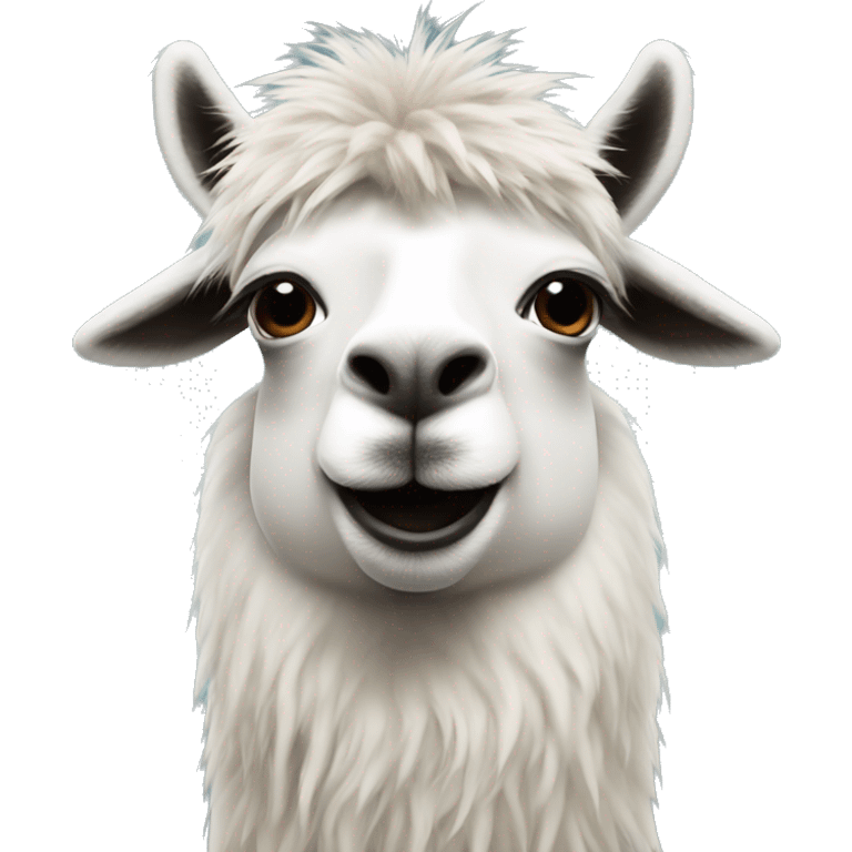 lama with a rock hair emoji