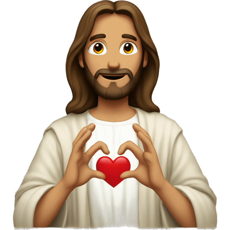 Jesus making a heart sign with his hands emoji