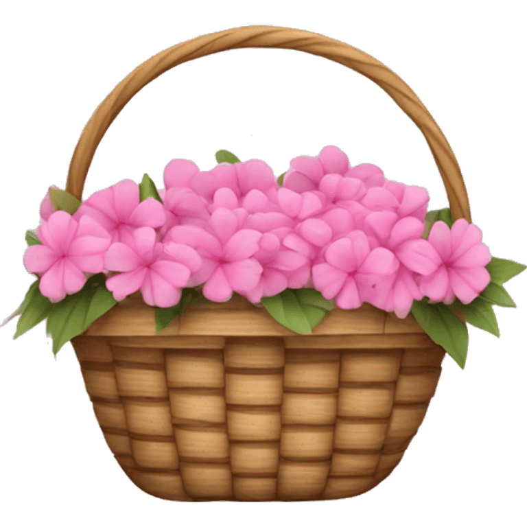 basket filled with pink flowers emoji