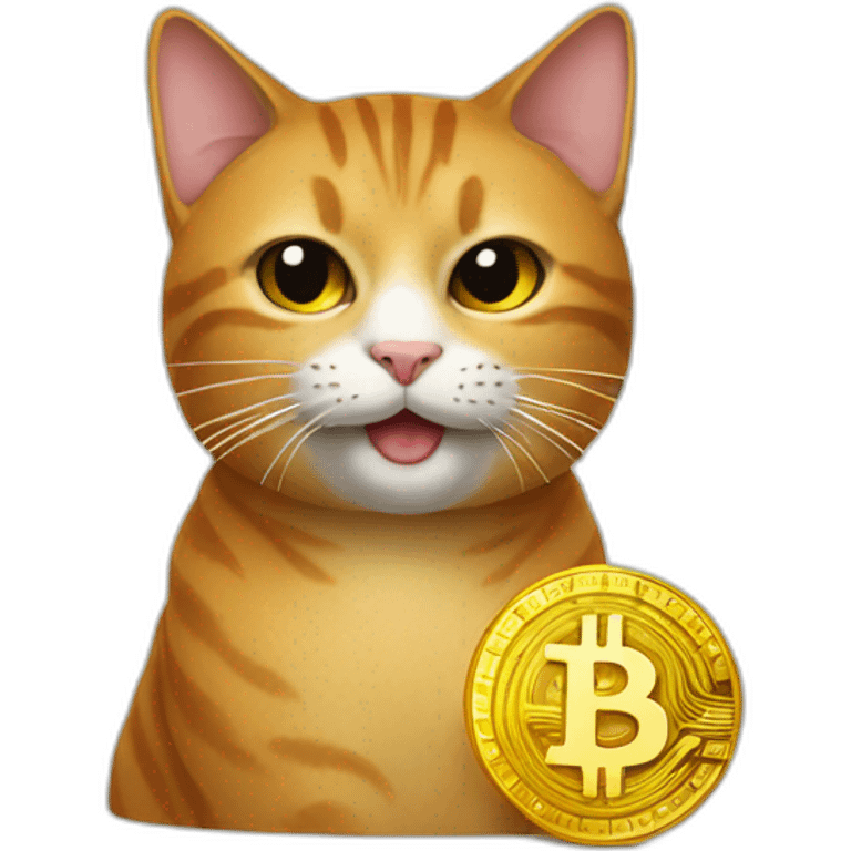 cat holding the bitcoin in mouth  emoji