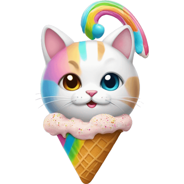 rainbow cat with ice cream emoji