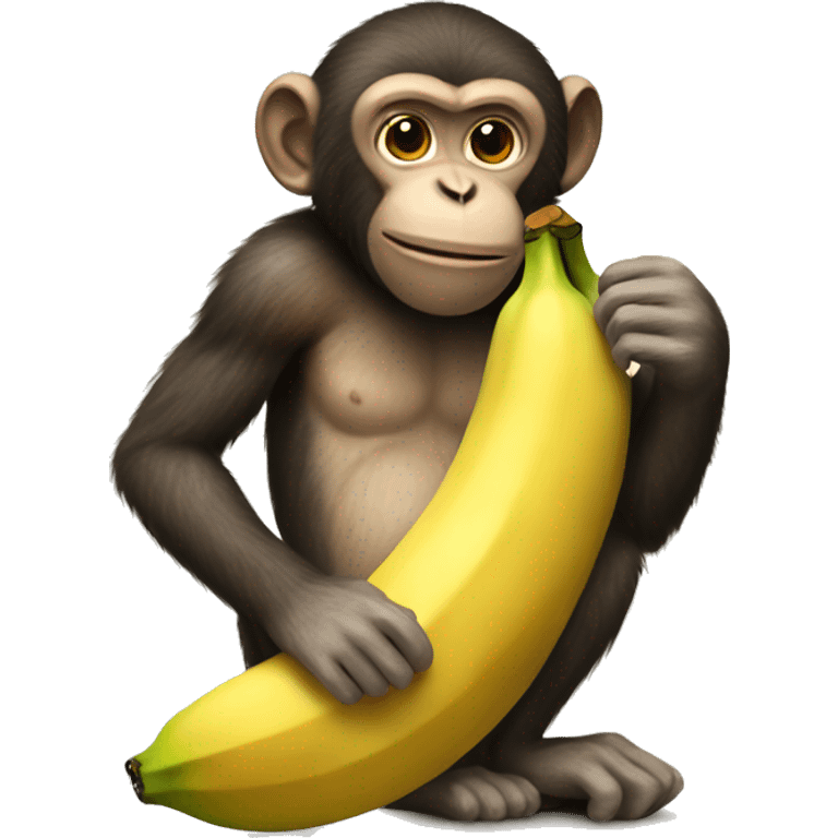 monkey eating a very large banana emoji