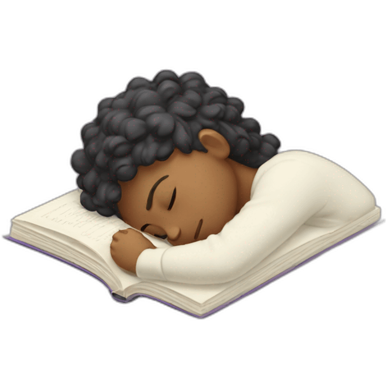 student sleeping with a textbook emoji