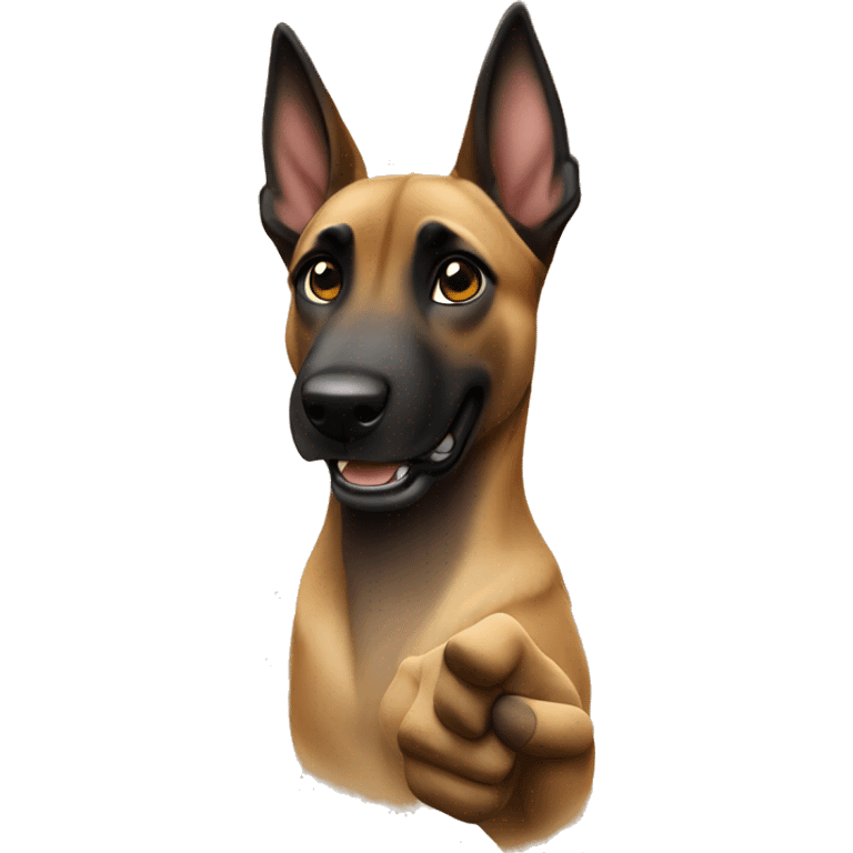 malinois say hello with hand emoji