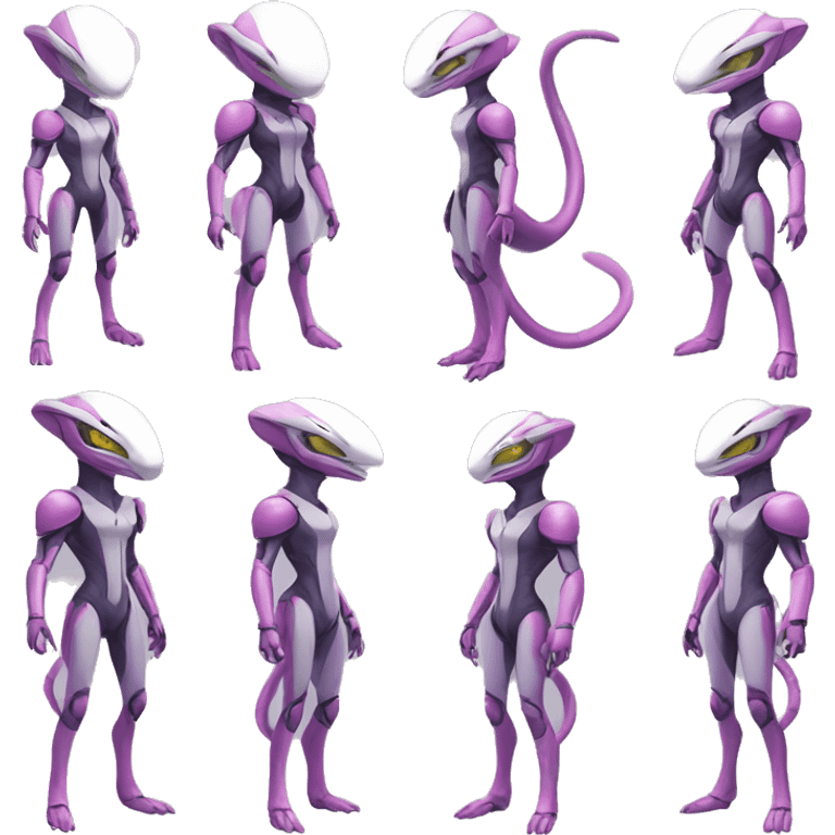 White body, Anthro-Sona-Lizard-Alien-Salazzle-Mew-Mewtwo-Fakémon, with pink eyes, with a futuristic visor-helmet, wearing a techwear-suit, Full Body emoji