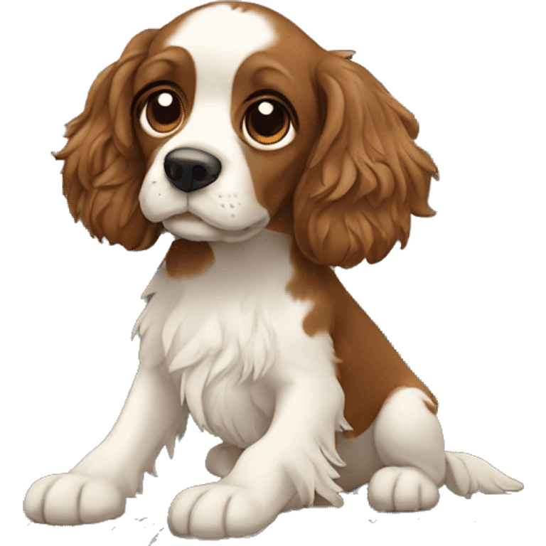 spaniel standing on a laptop emoji