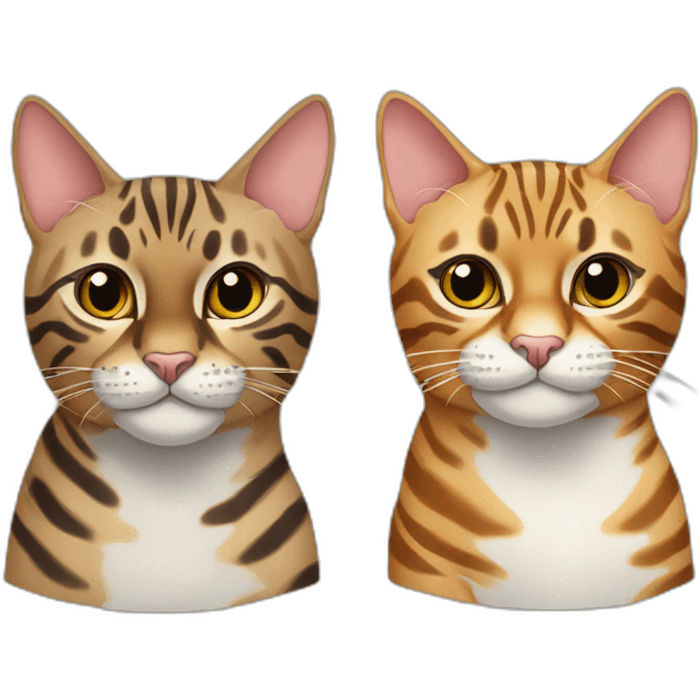 Two Bengal cats of different colours. emoji