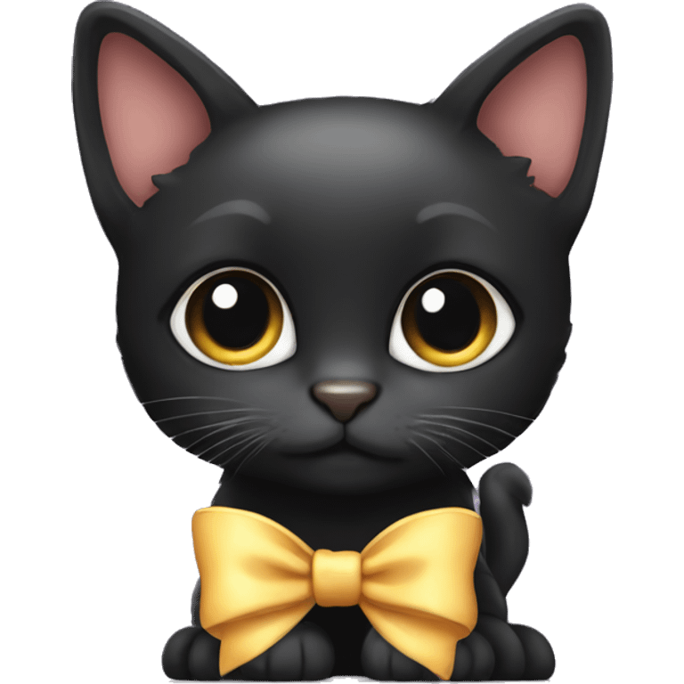 black kitten with bow  emoji