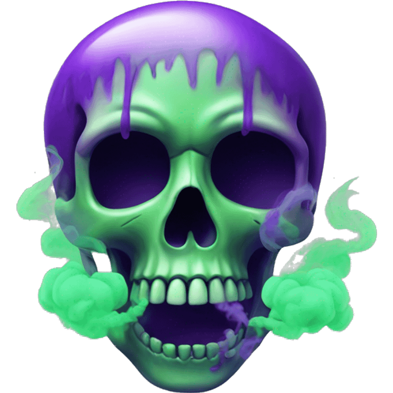 Skull with purple and green smoke emoji