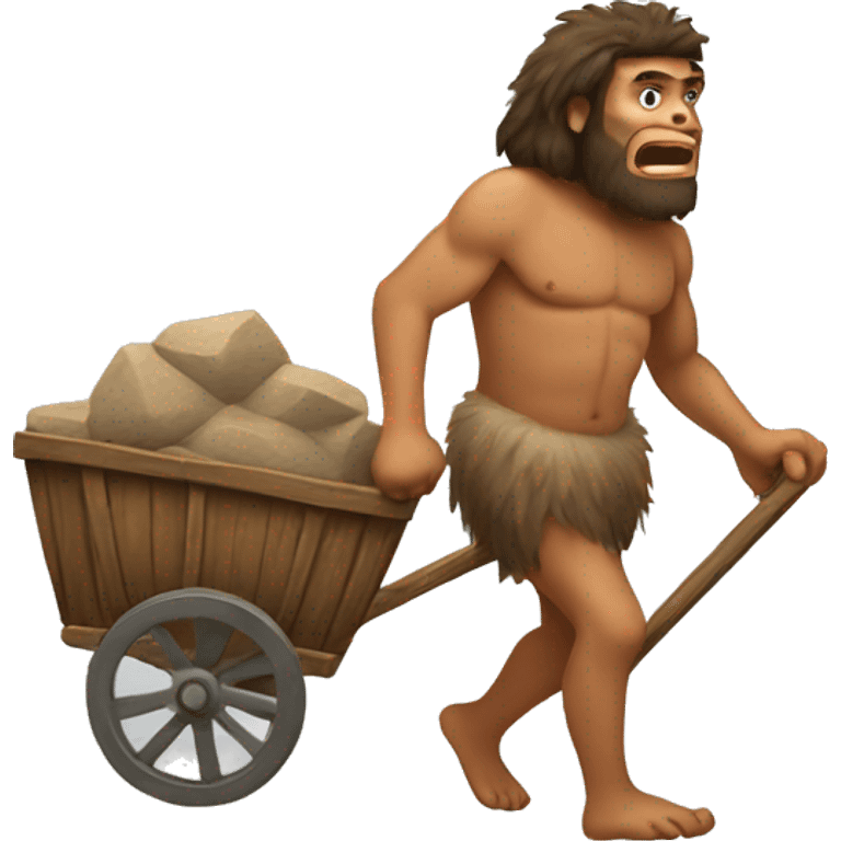 caveman pulling cart  emoji