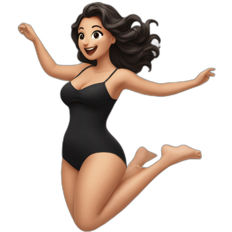 curvy beauty jumping white small knickers black dress emoji