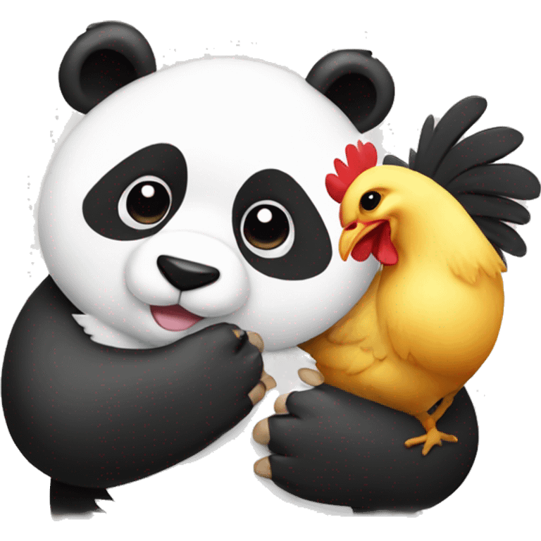 panda hugging a chicken emoji