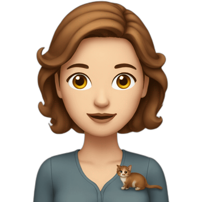 woman with brown hair and two cats emoji