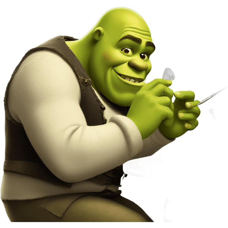 Shrek painting his nails emoji