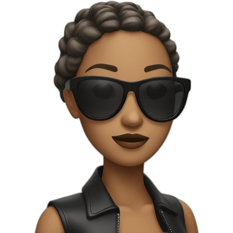 Cool girl 3d with black sunglasses emoji