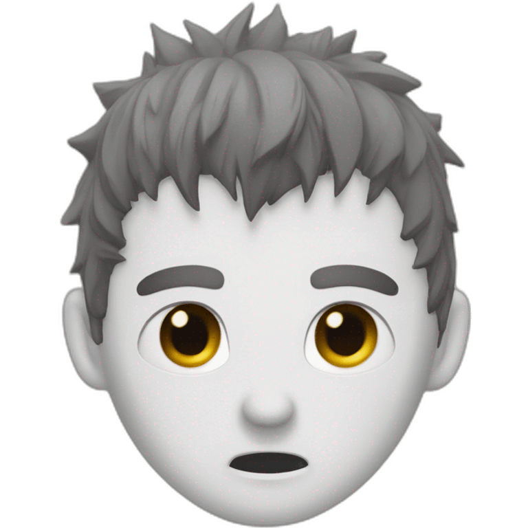 Guts berserk scar over his right eye. White streak in his hair.  emoji