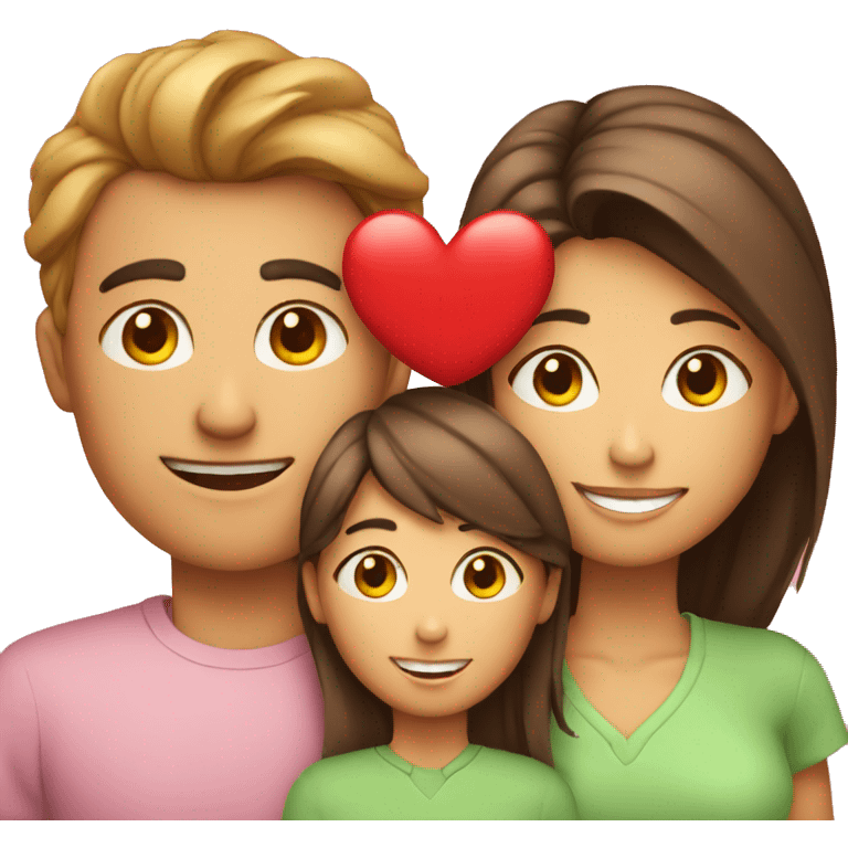 Heart and mom and dad and kids emoji