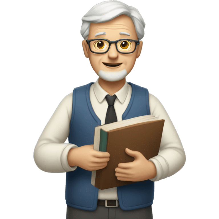 Older man teacher held book standing emoji