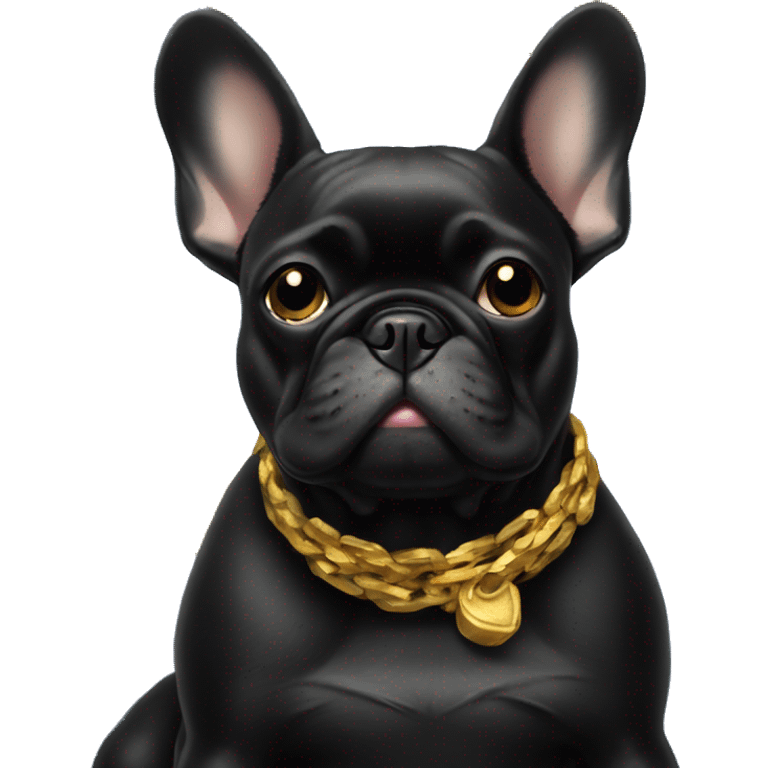 Black frenchie on pile of gold  emoji