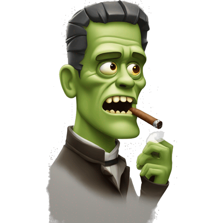 Frankenstein monster smoking cigar emoji