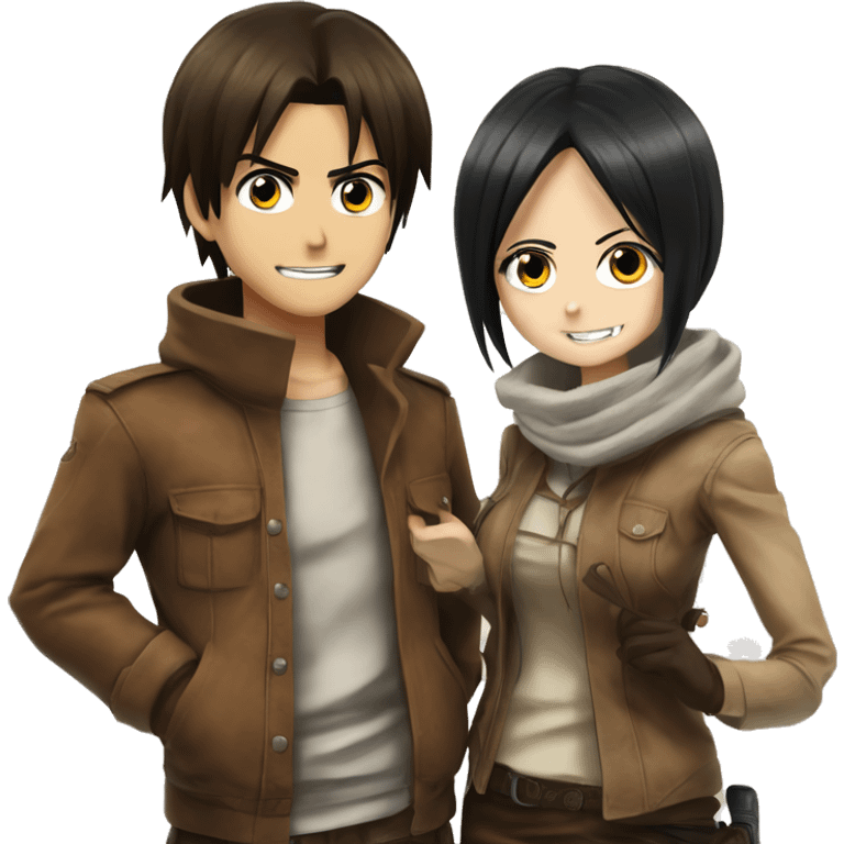 Eren Yeager with Mikasa Ackerman emoji