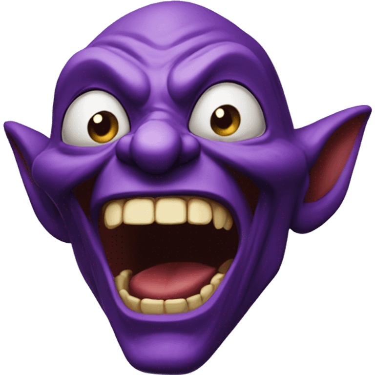 a purple goblin laughing out loud emoji