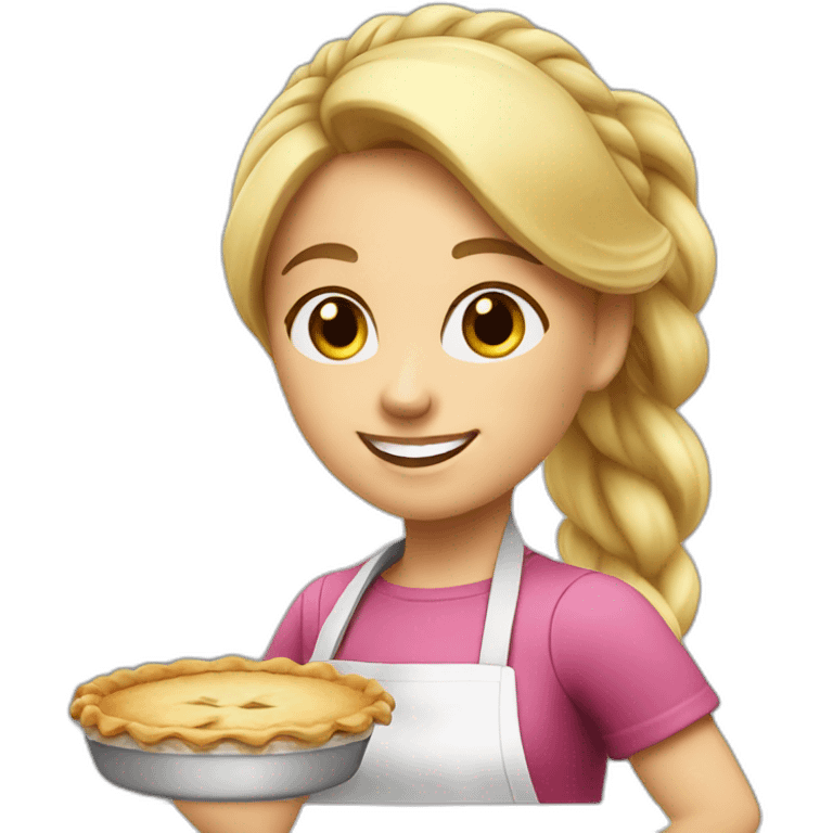 cute blonde girl with pony tail cooking a pie emoji