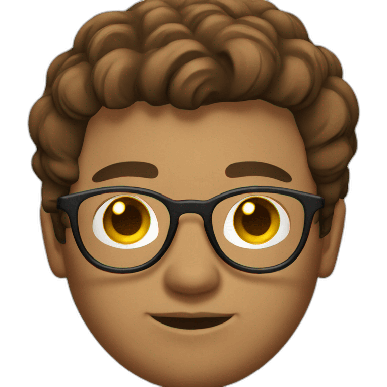 designer with laptop, round glasses, brown hair and a side parting emoji