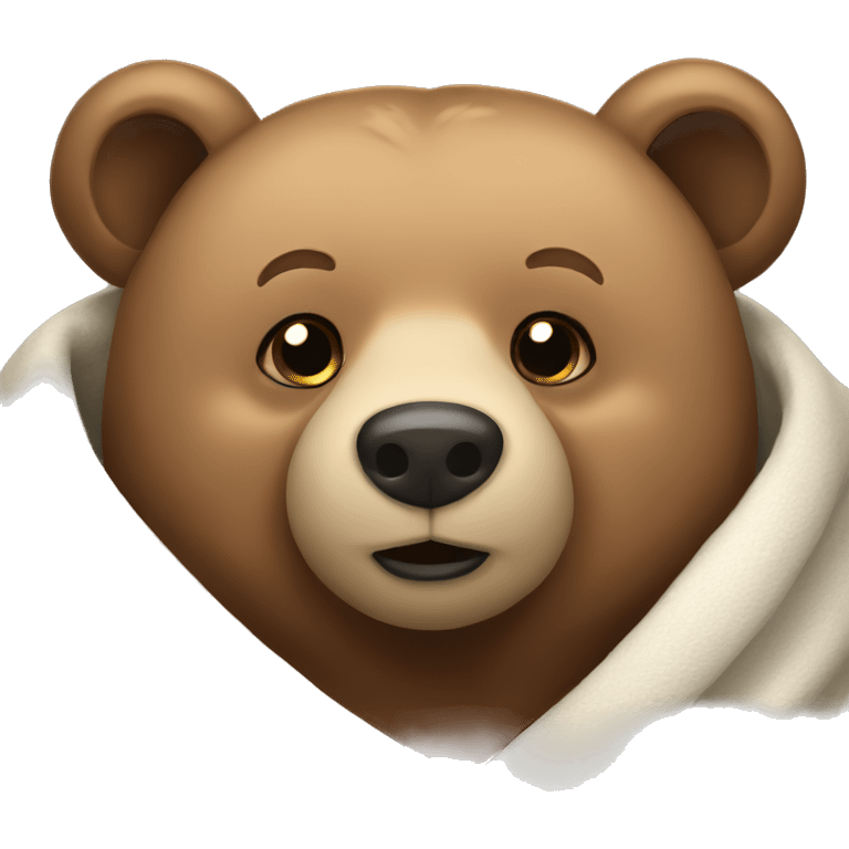 bear cozy in blanket emoji