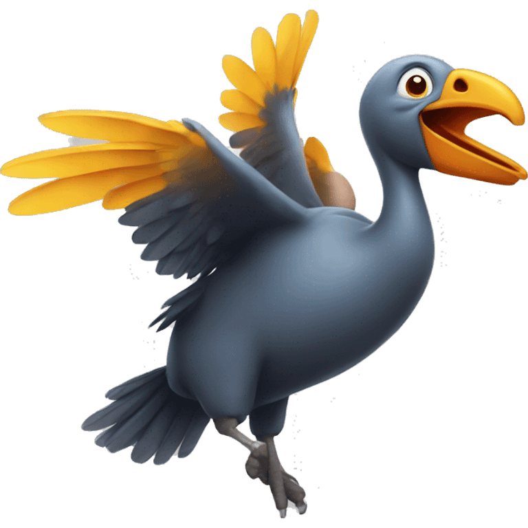 A dodo bird flying to get prime energy drink emoji