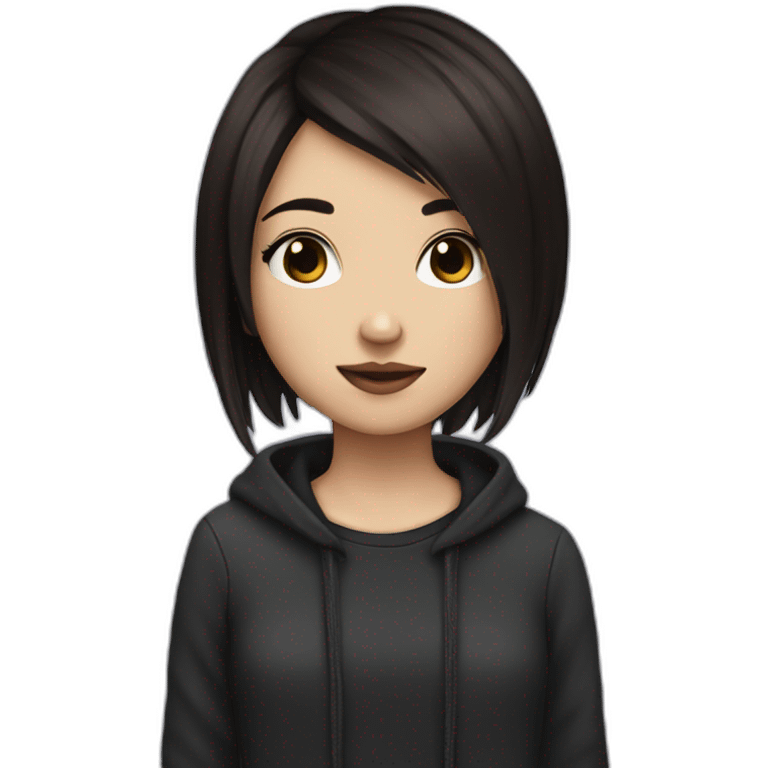 girl with dark brown short hair that is an emo emoji