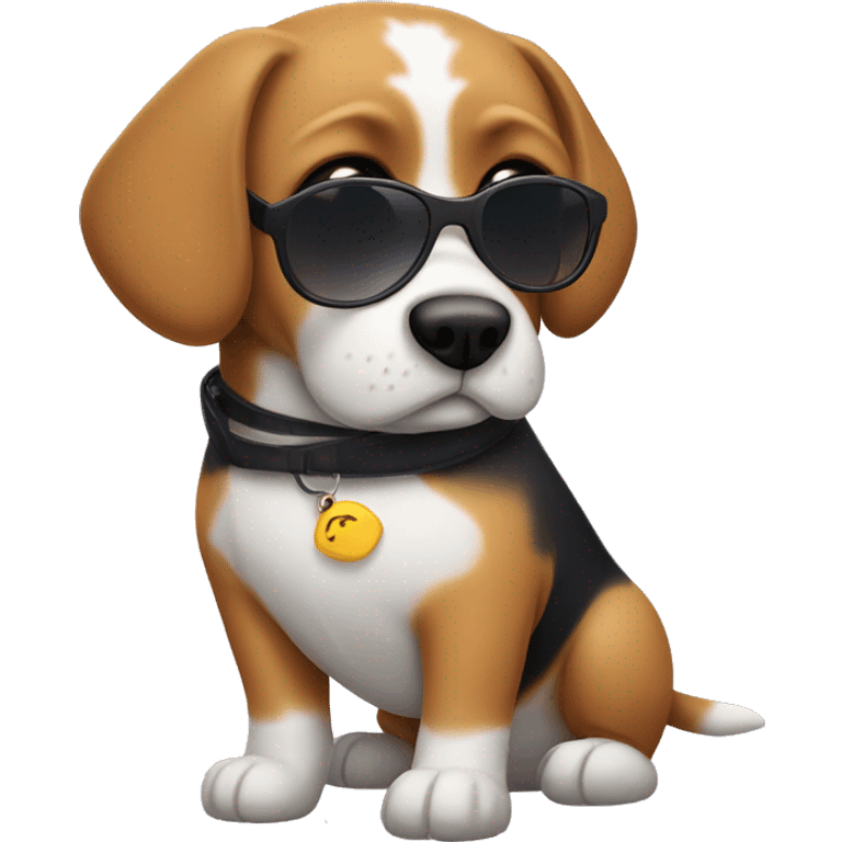 Chubby beagle wearing sunglasses emoji