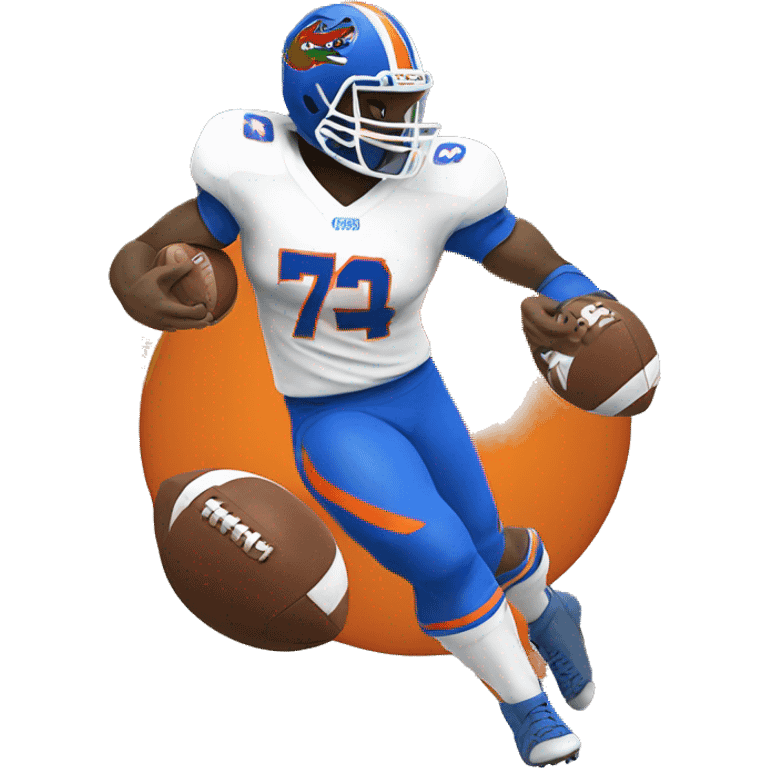 gator playing football, wearing orange and blue jersey emoji