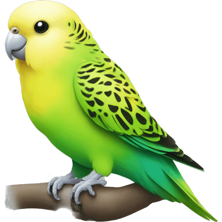 Yellow and green budgie with a green belly emoji