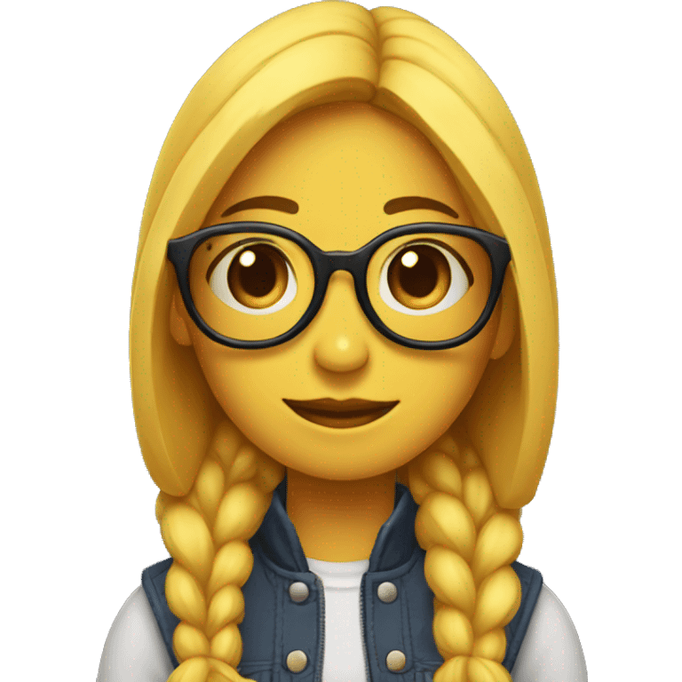 Chica morocha con lentes y suéter emoji