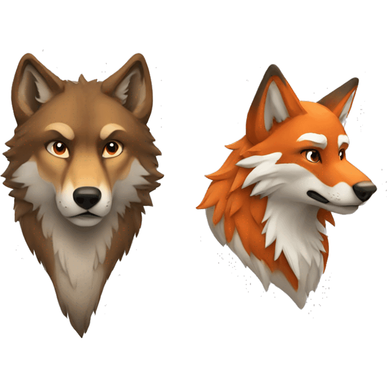 wolf and fox emoji